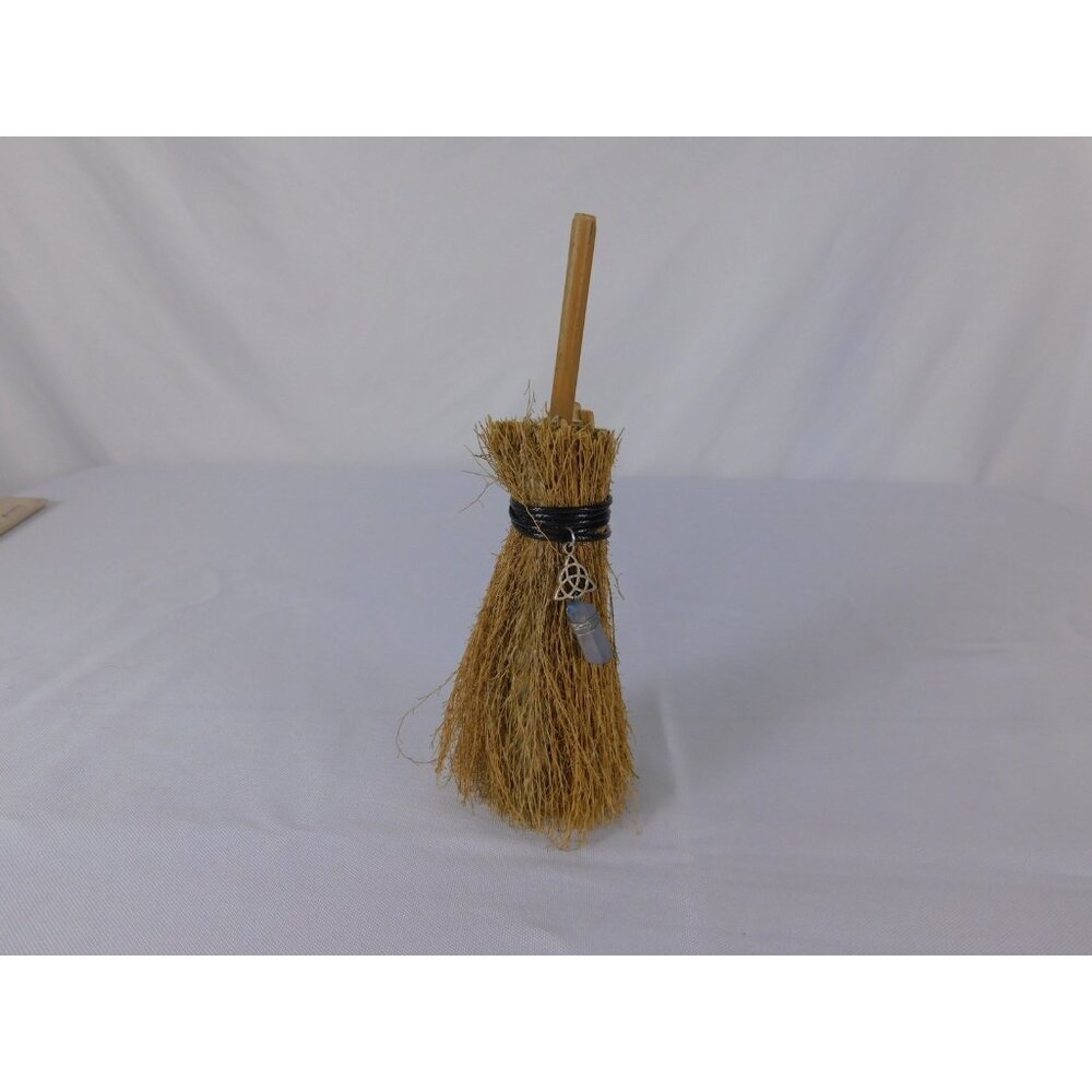 Triquetra Crystal Mini Besom Broom Witchcraft Altar Cleansing Pagan Wicca Decor